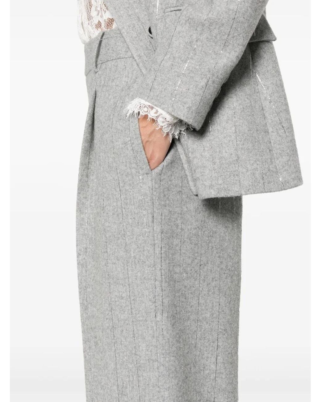 Ermanno Scervino Gray Pinstriped Bootcut Trousers
