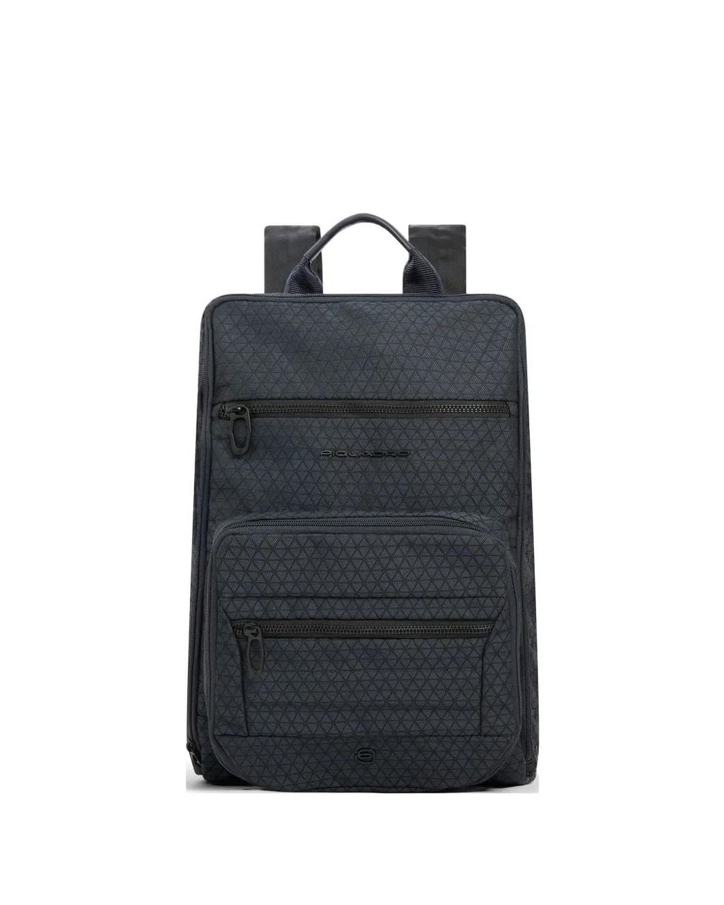 Piquadro Black Foldable Expandable Backpack for men