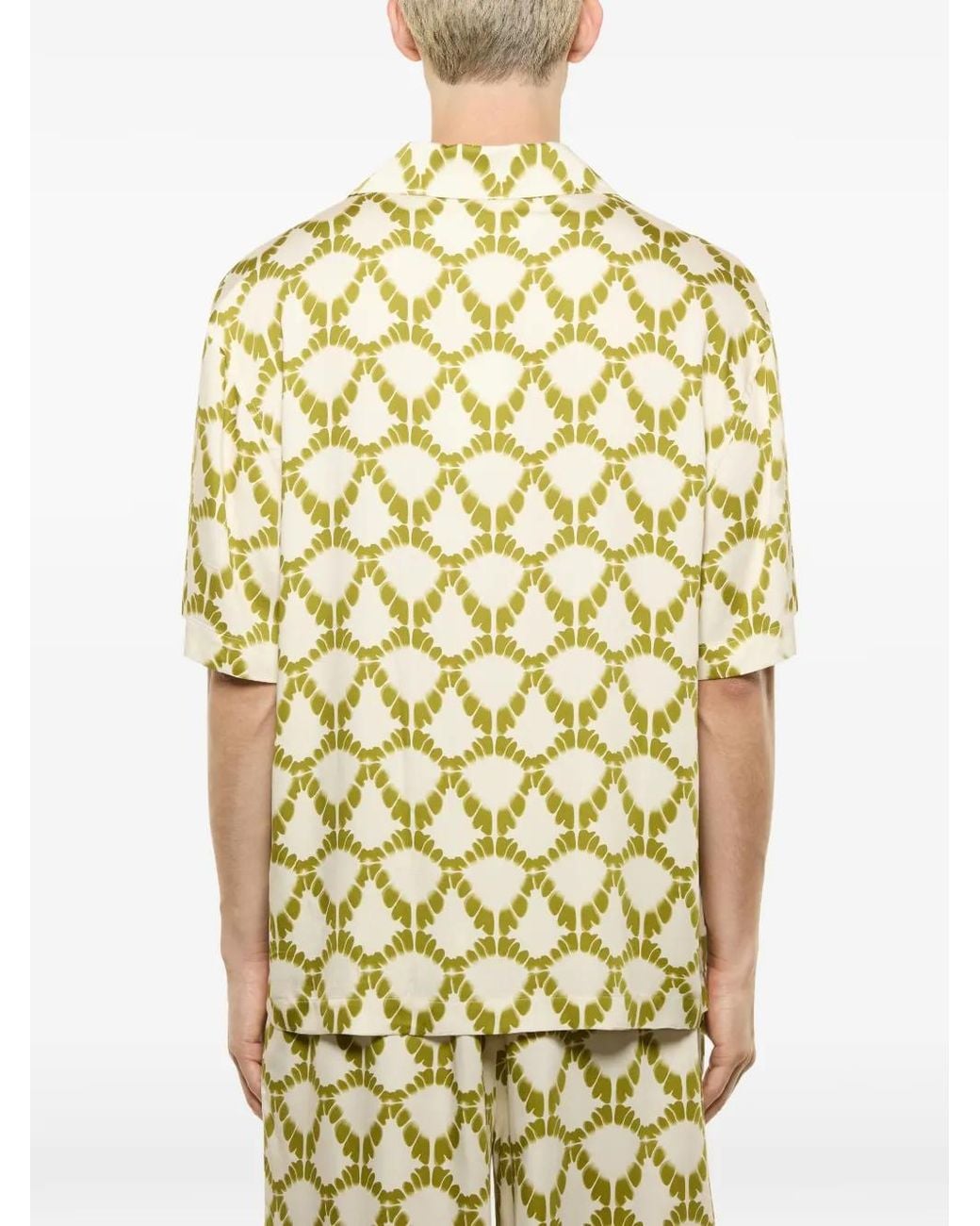 Laneus Yellow Patterned Shirt for men