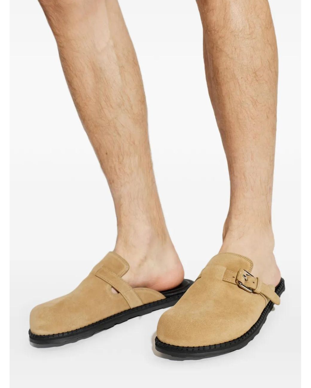 Moschino Natural Buckled Suede Mules for men