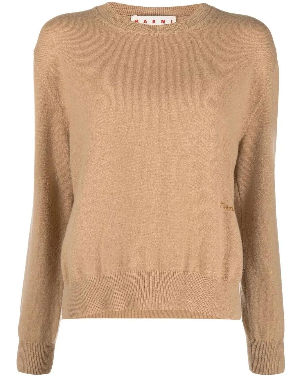 Marni Natural Logo-Embroidered Cashmere Jumper
