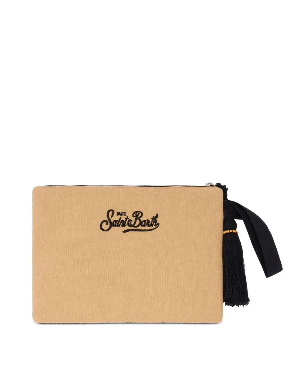 Mc2 Saint Barth Natural Pouch Pearl Beaded Leopard Pouch