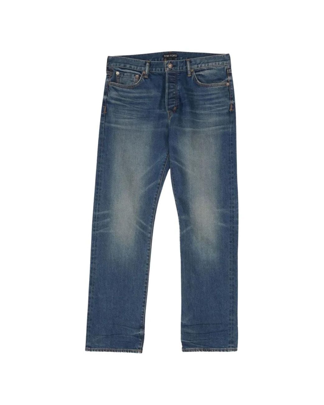 Tom Ford Blue Faded Straight-Leg Jeans for men