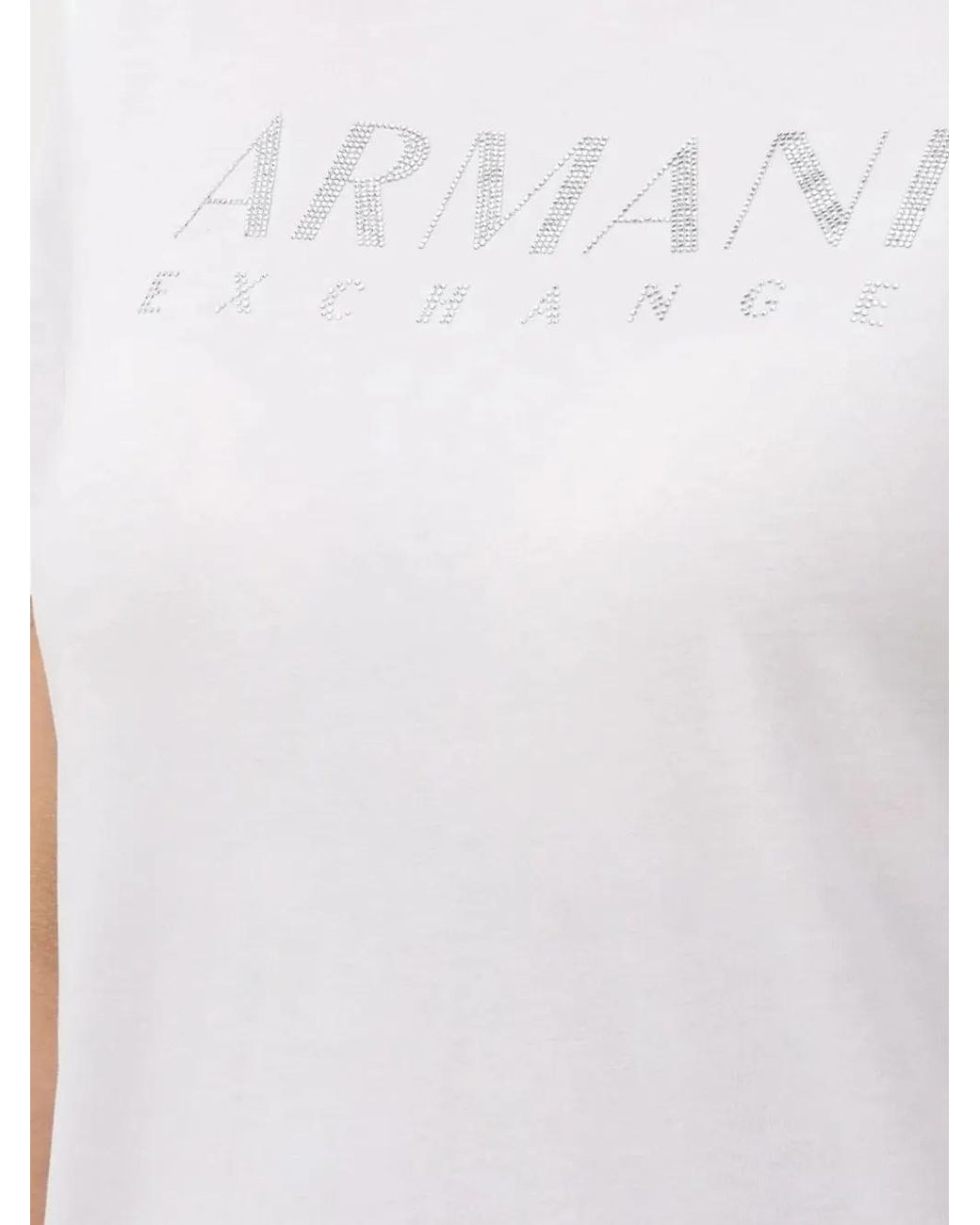ARMANI EXCHANGE White Crystal-Embellished Logo T-Shirt