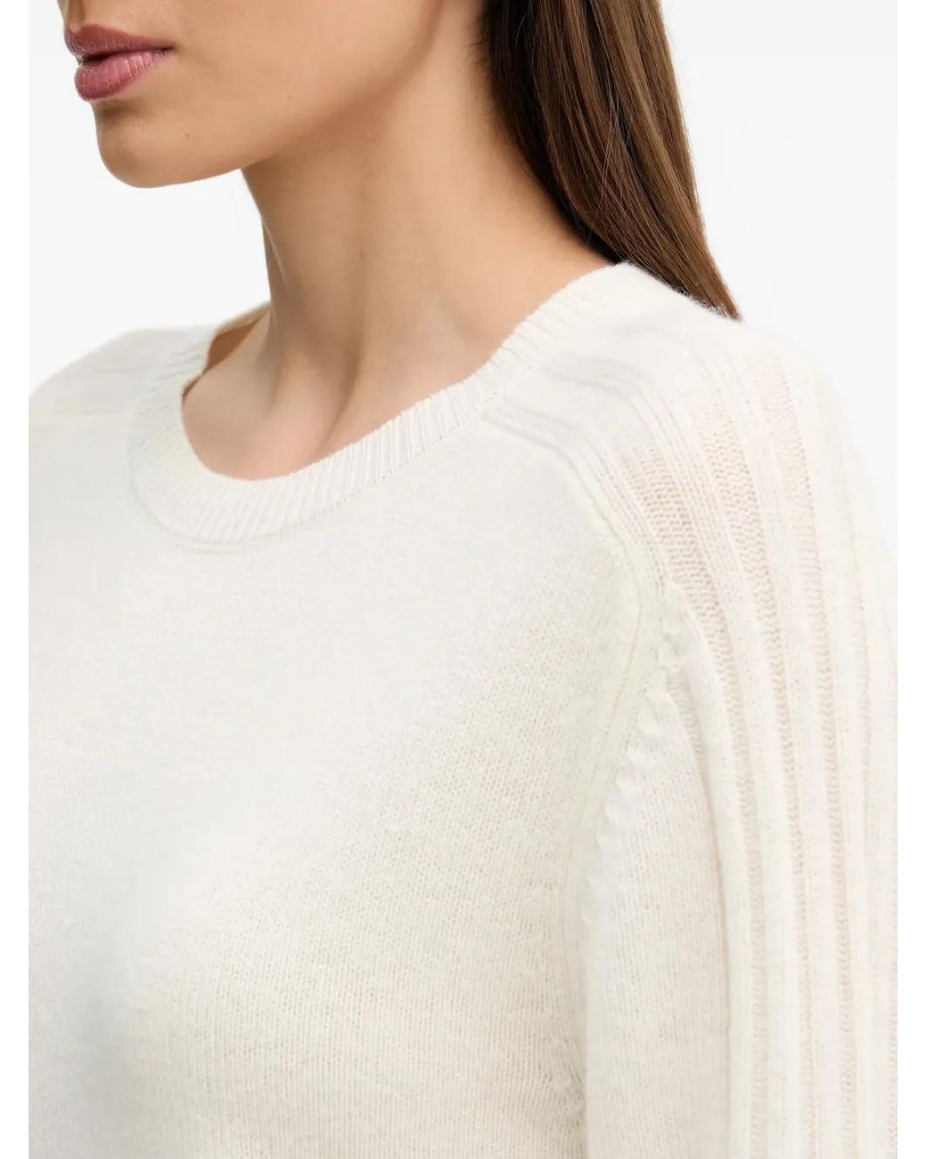 Benetton White Ribbed Cashmere Sweater