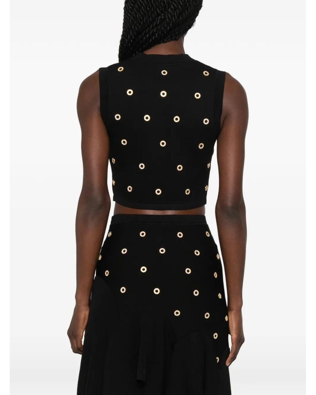 Sandro Black Studded Knit Top