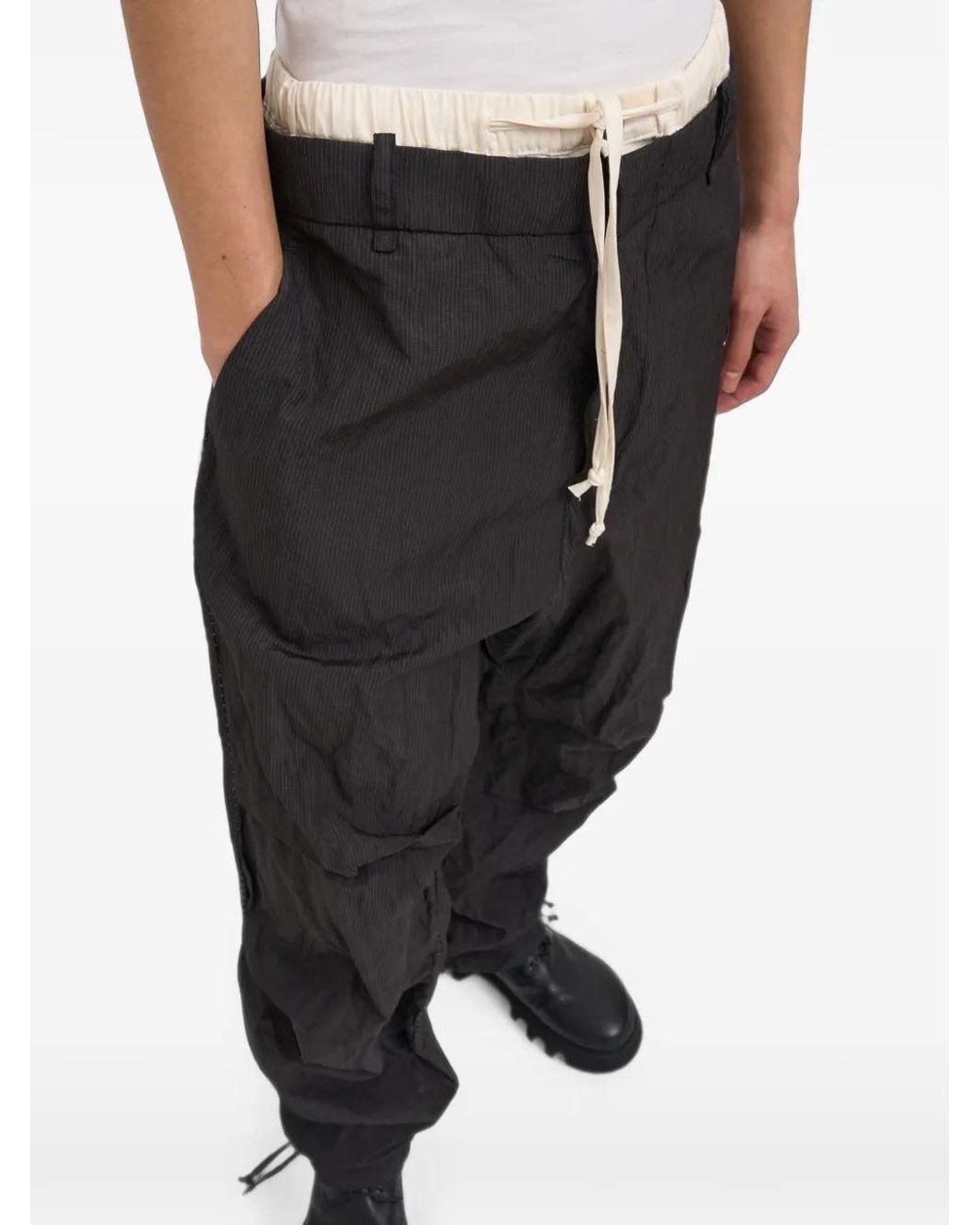 Masnada Black Drawstring Layered Trousers for men