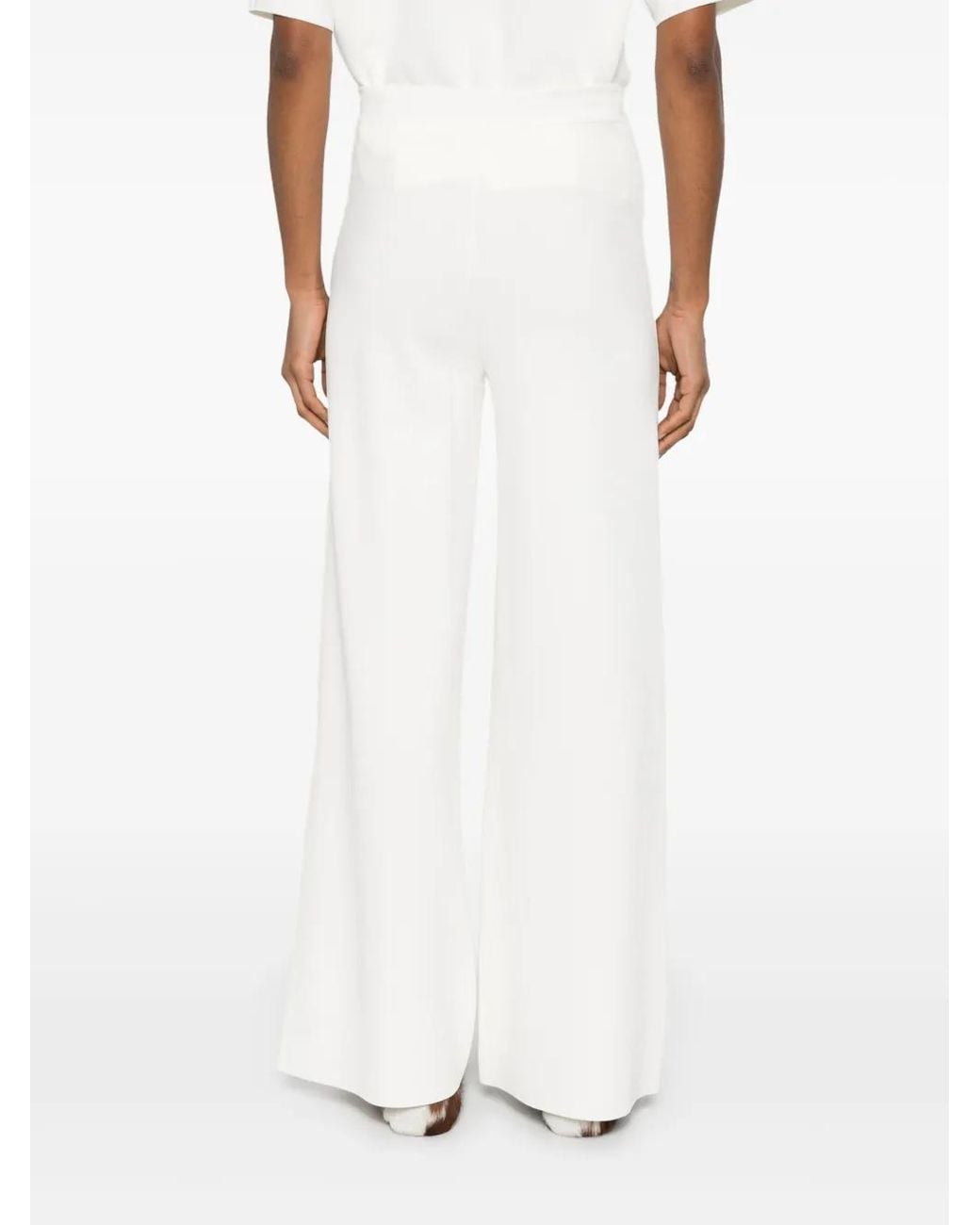 P.A.R.O.S.H. Gebreide Wijd Uitlopende Broek in het White
