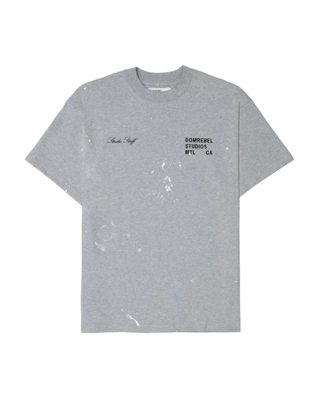 DOMREBEL Gray Staff Paint-Splatter Cotton T-Shirt for men
