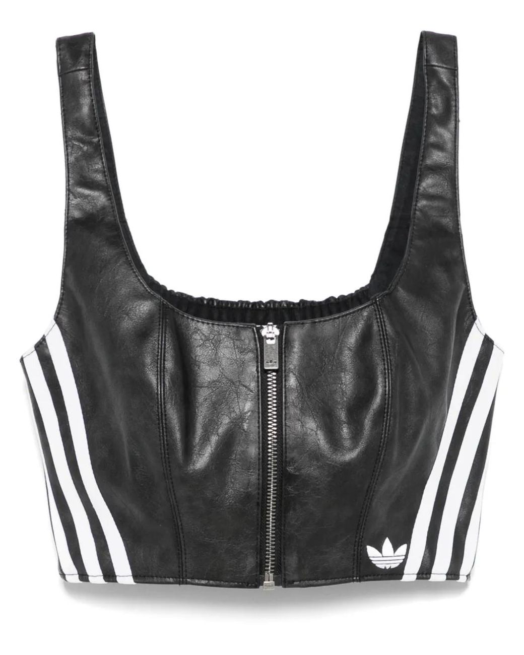 Adidas Gray Faux-Leather Top