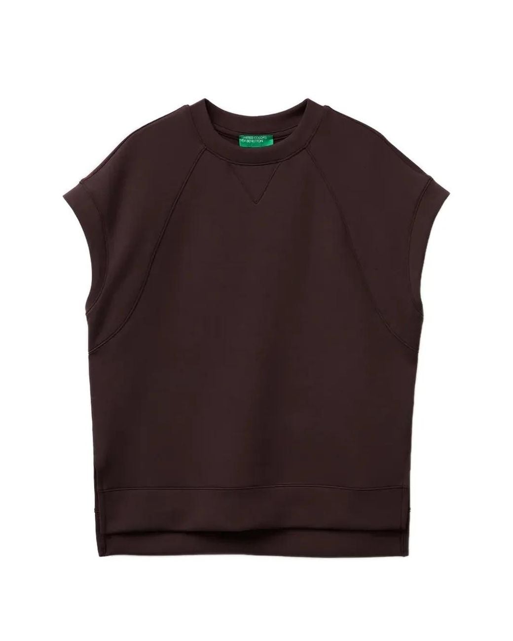 Benetton Brown Sleeveless Crew-Neck T-Shirt