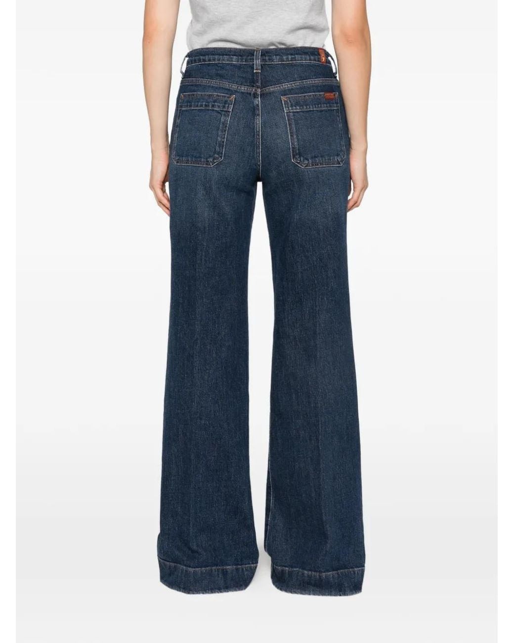7 For All Mankind Blue Radar Wide-Leg Jeans