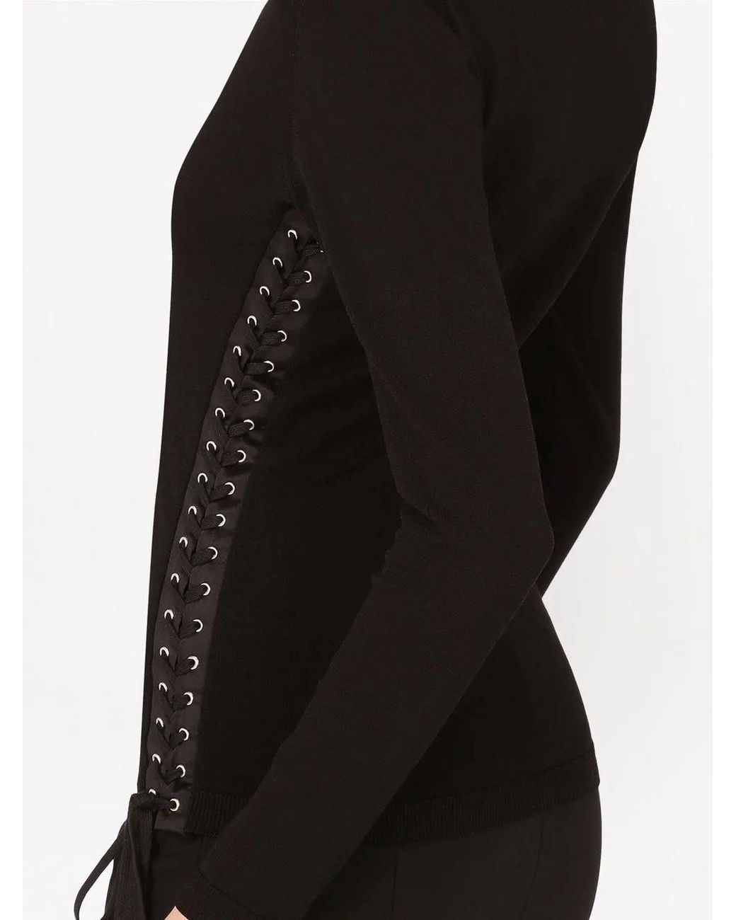 Dolce & Gabbana Black Scoop-Neck Lace-Up Jumper