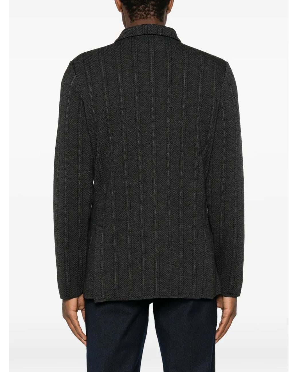 Lardini Black Herringbone Double-Breasted Jacket for men