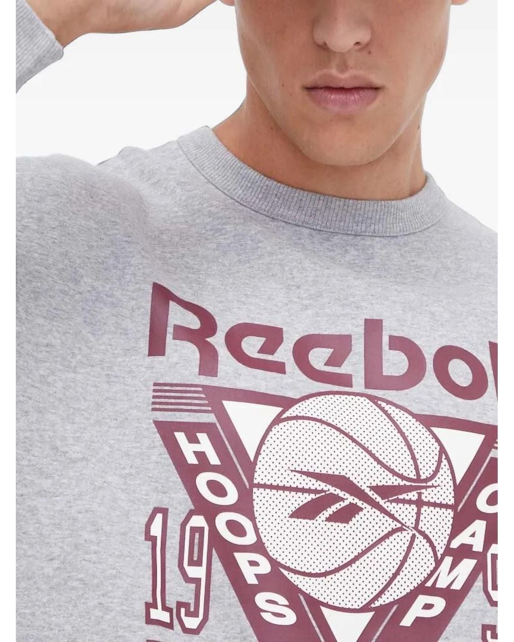 Reebok Gray Graphic-Print Sweatshirt for men