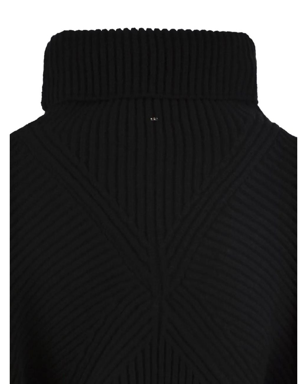 Sportmax Black Ribbed-Knit High-Neck Sweater