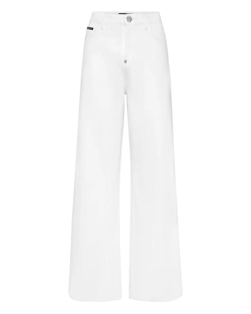 Philipp Plein White Logo-Embroidered Jeans