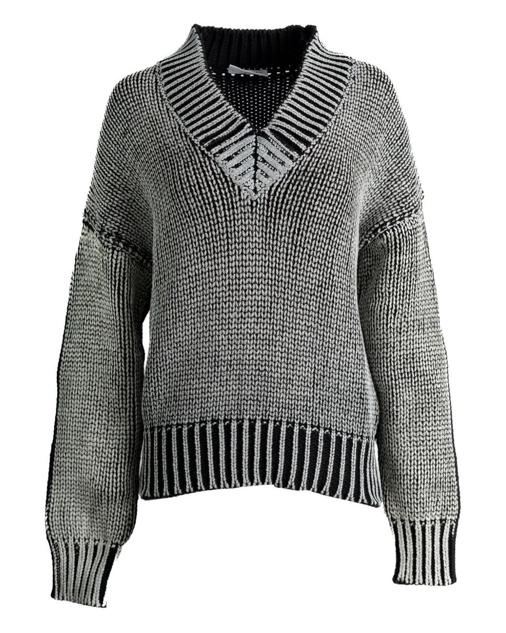 VAQUERA Gray V-Neck Ribbed Sweater