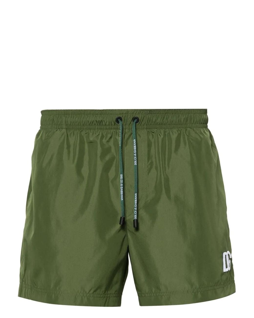 Dolce & Gabbana Green Logo-Embroidered Swim Shorts for men