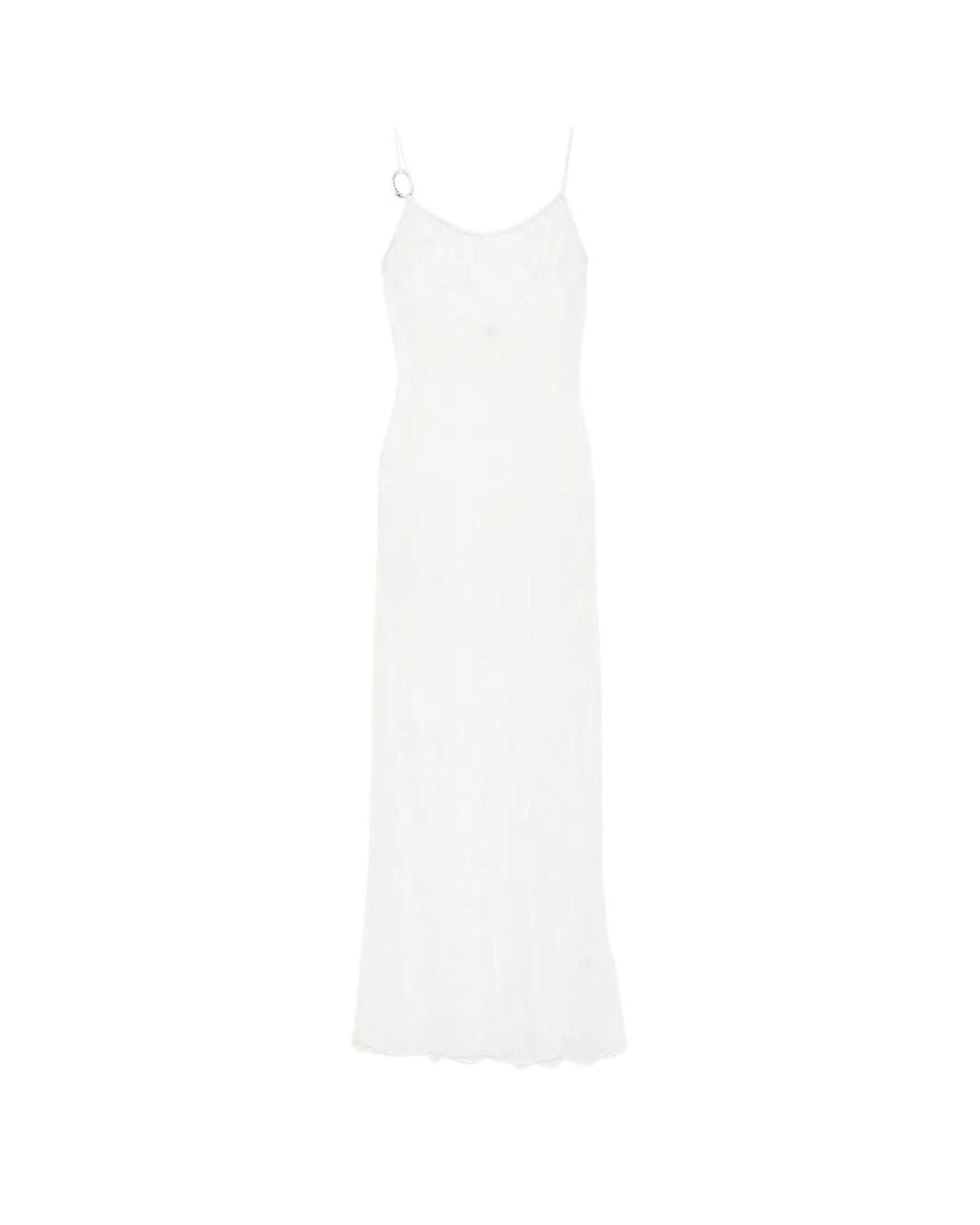 Oseree White Bridal Lace O Gem Slip Dress