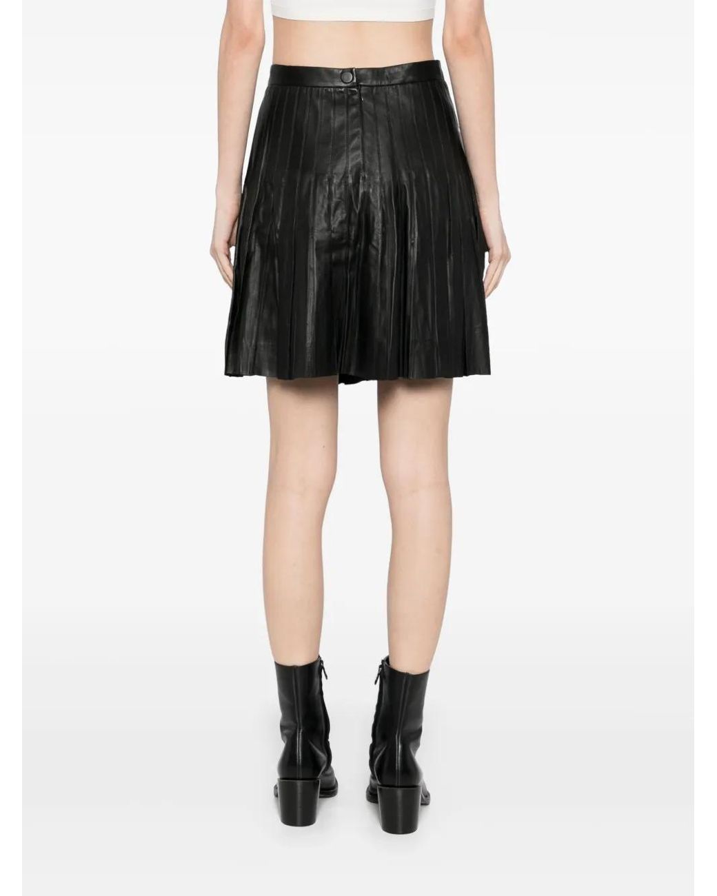 Yves Salomon Black Pleated Mini Skirt