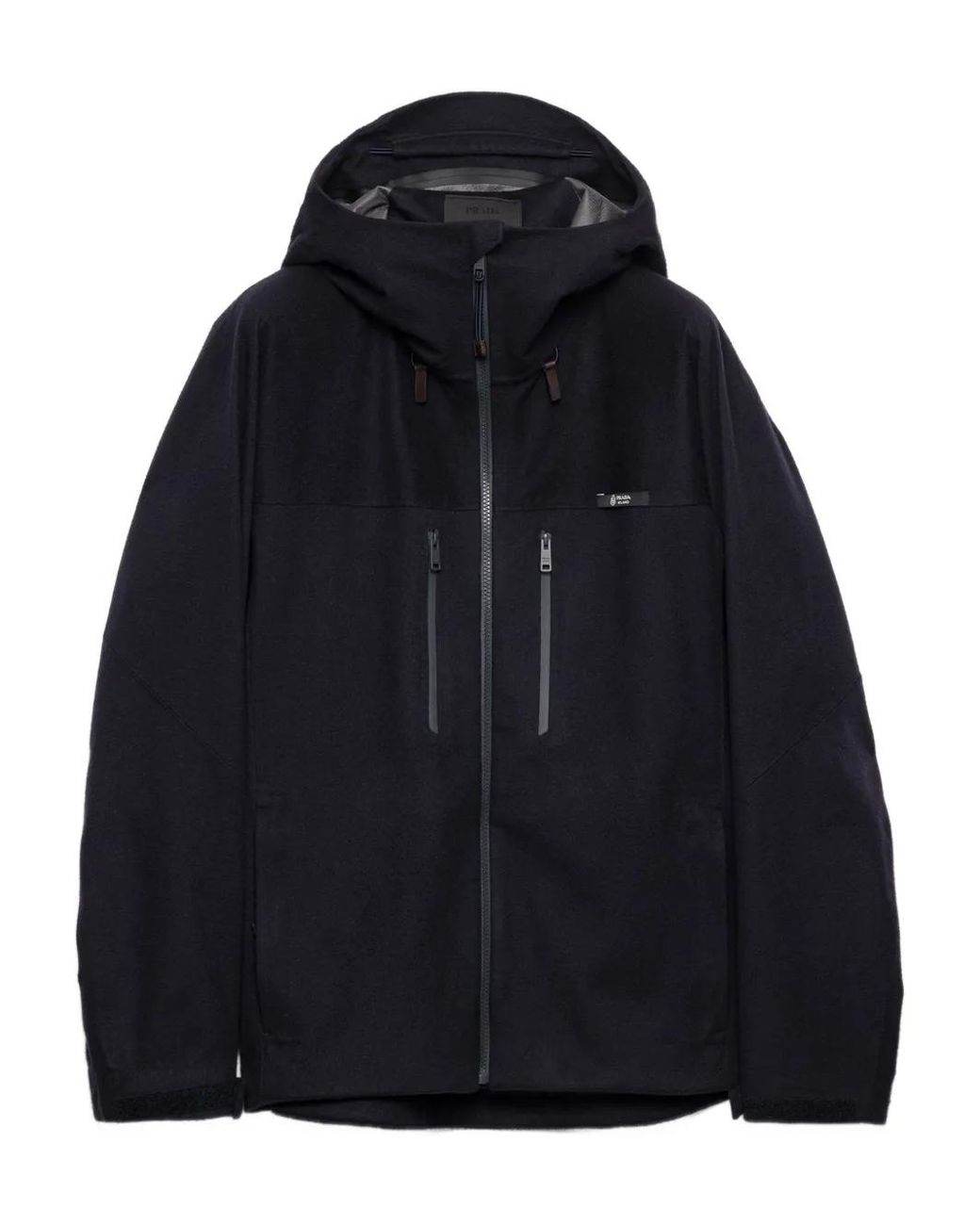 Prada Blue Cashmere-Blend Hooded Jacket for men