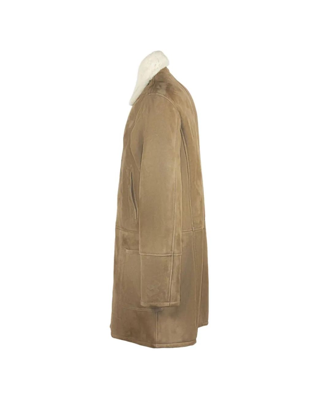 Volfagli Natural Davin Fur-Collar Suede Coat for men