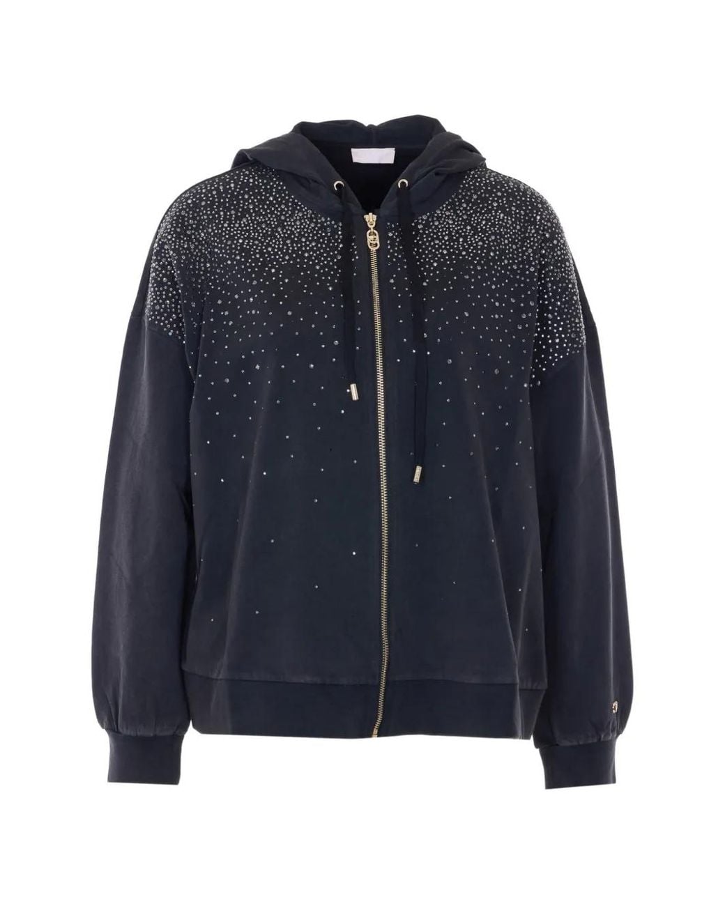 Liu Jo Blue Hooded Sweatshirt With Gemstones