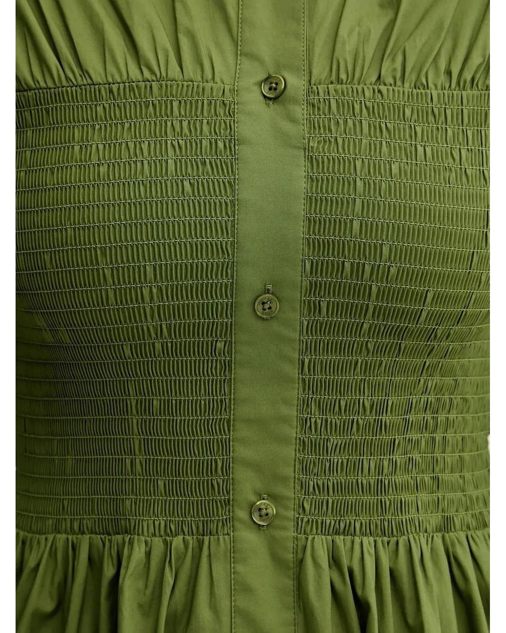 michael kors green shirt dress MICHAEL Michael Kors Smocked Shirt Dress in Green
