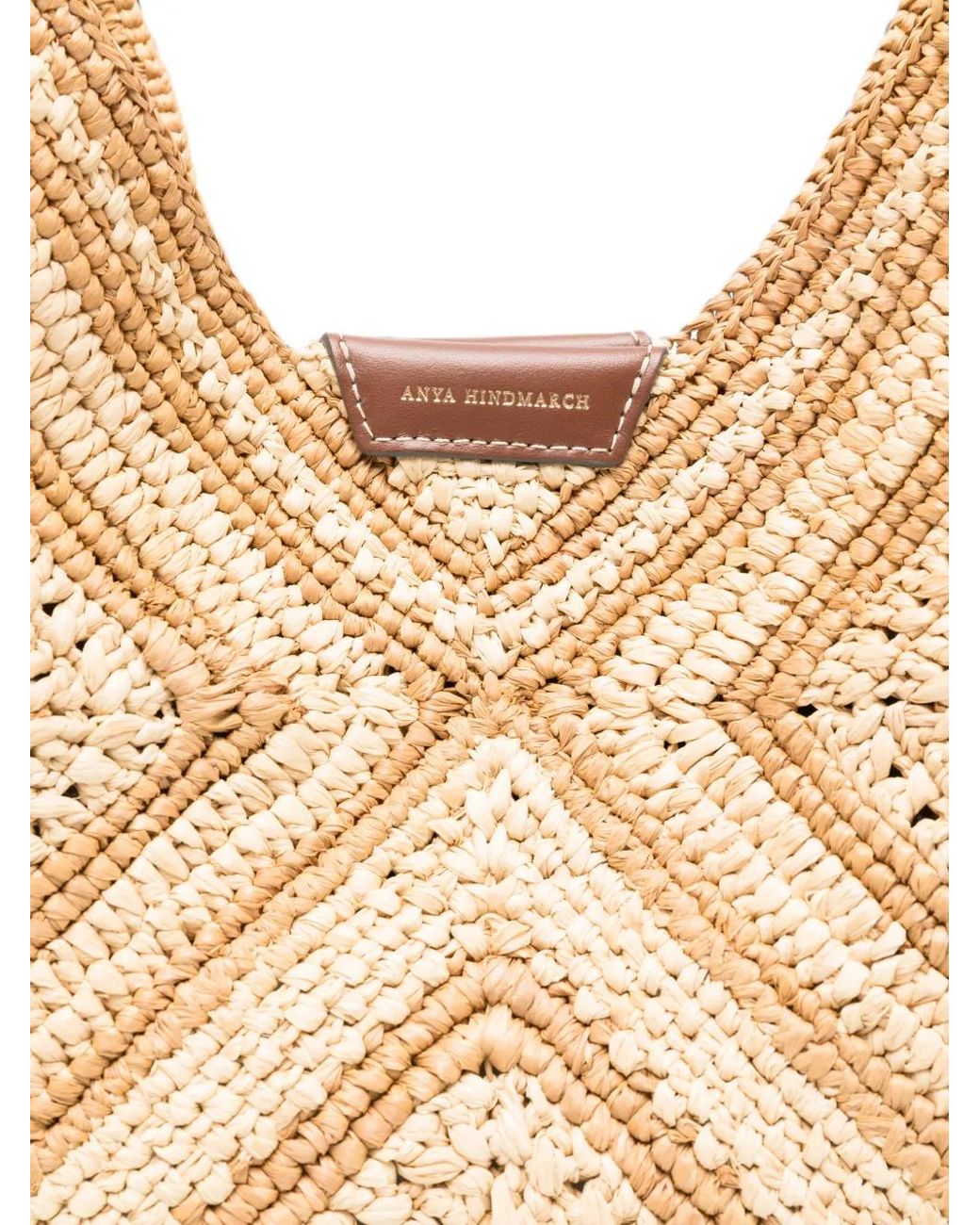 Anya Hindmarch Natural Sac Porté Épaule Tissé À Chevrons