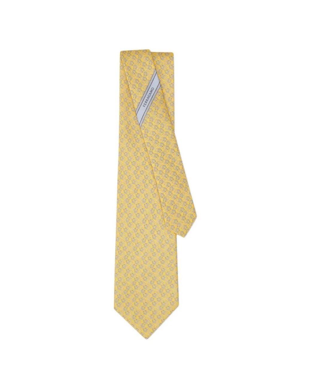 Ferragamo White Good Luck Print Silk Tie for men