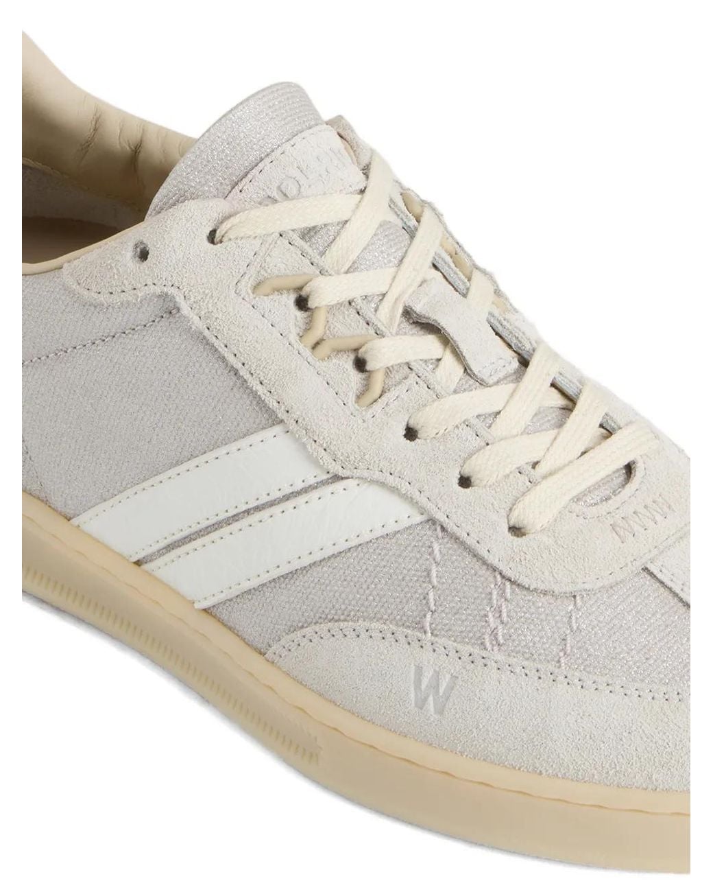 Woolrich White Doubleu Suede-Details Sneakers