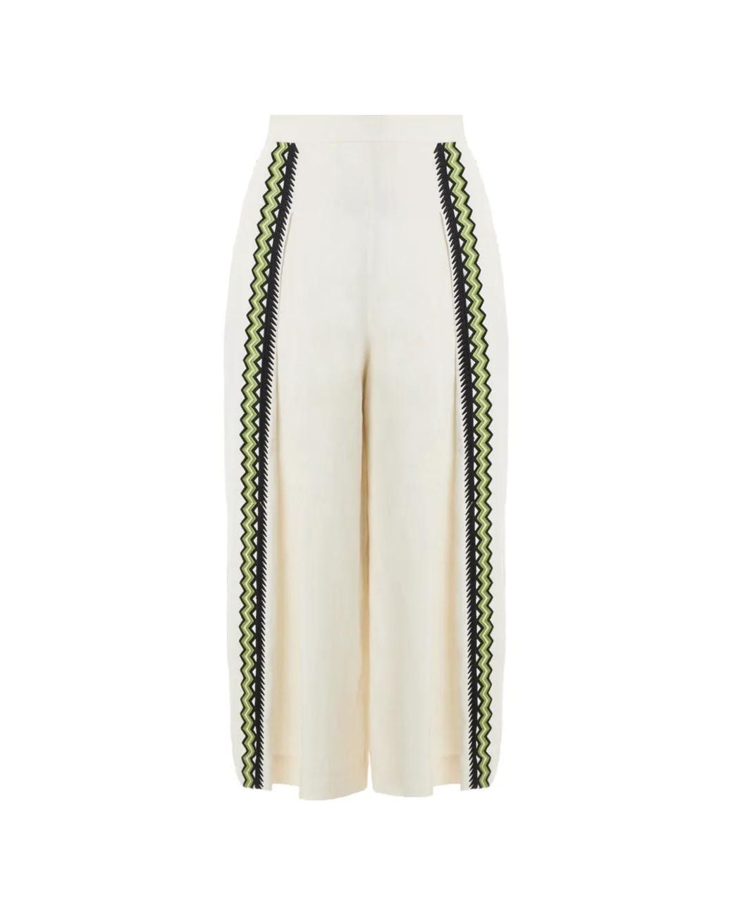 Temperley London White Pantalon En Lin Avalon À Broderies