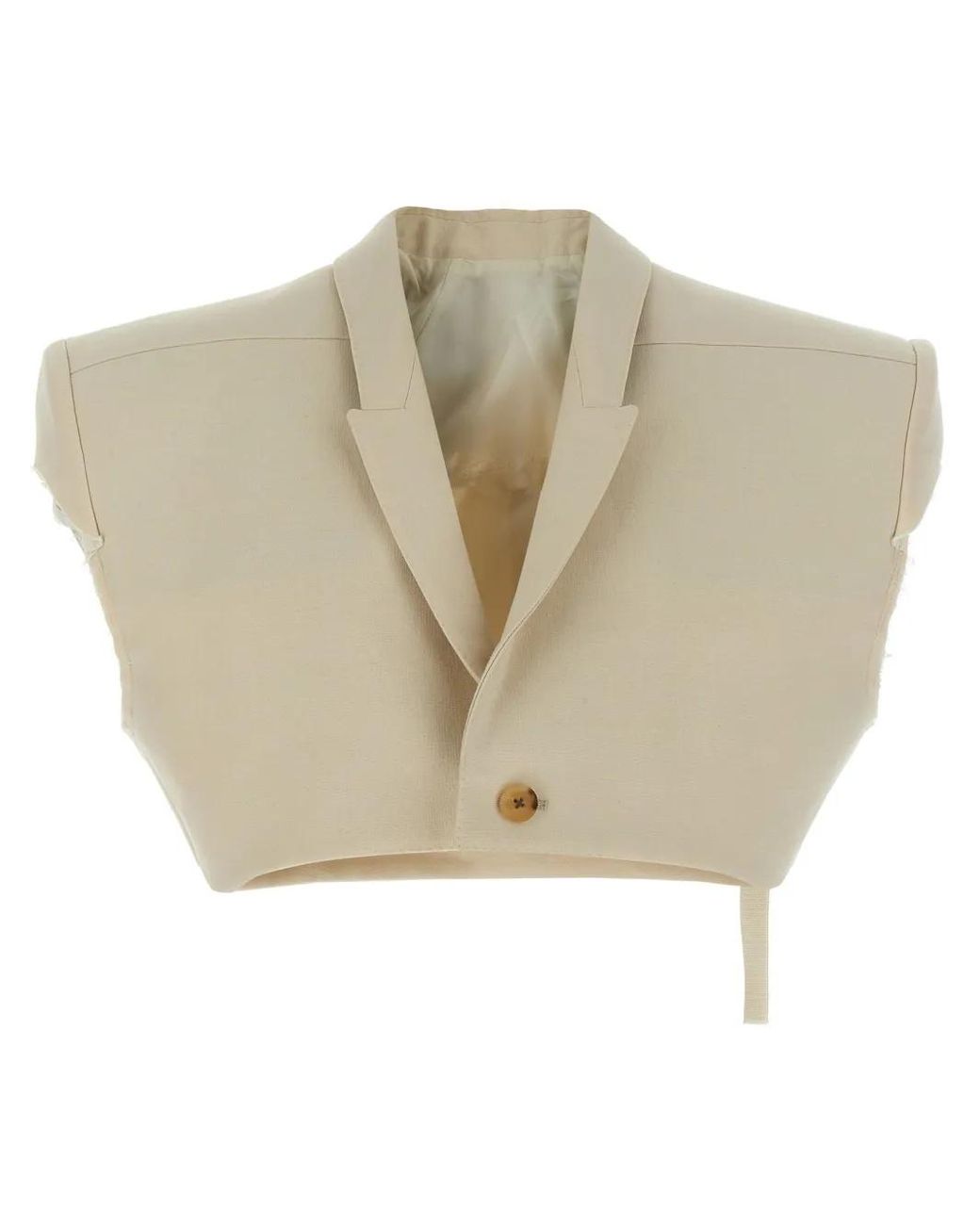 Rick Owens Natural Cropped Wool Blend Cotton Vest