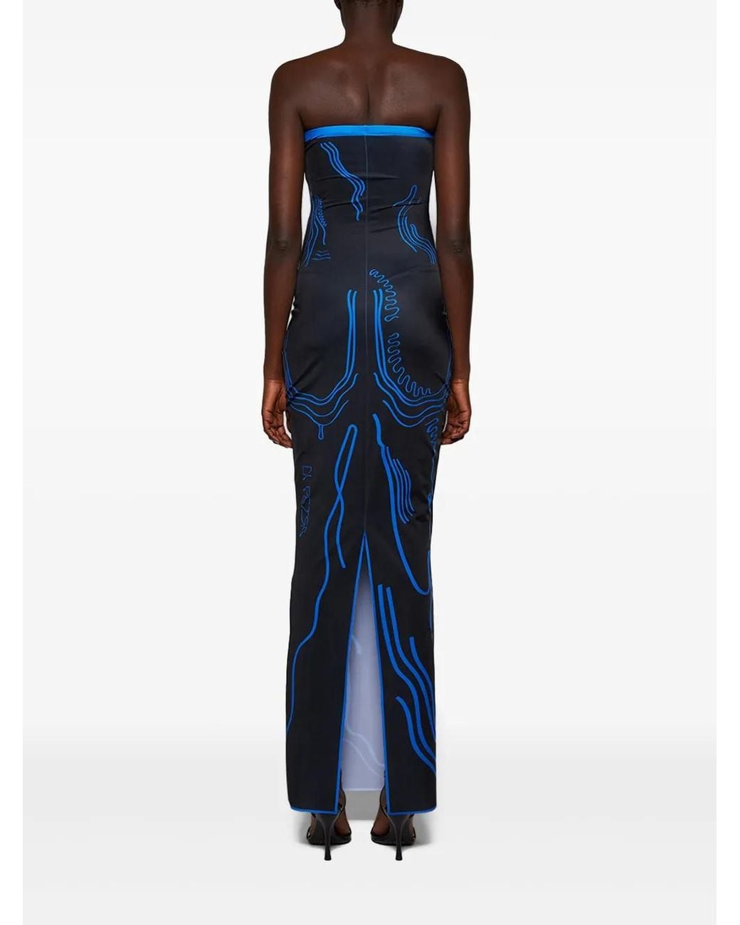 DI PETSA Blue Printed Long Dress