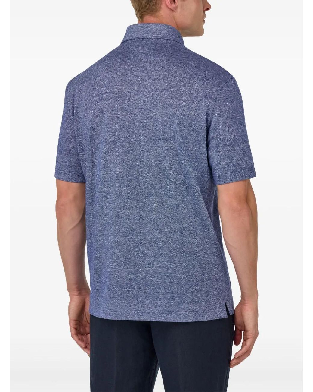 Boggi Blue Cotton-Linen Polo Shirt for men