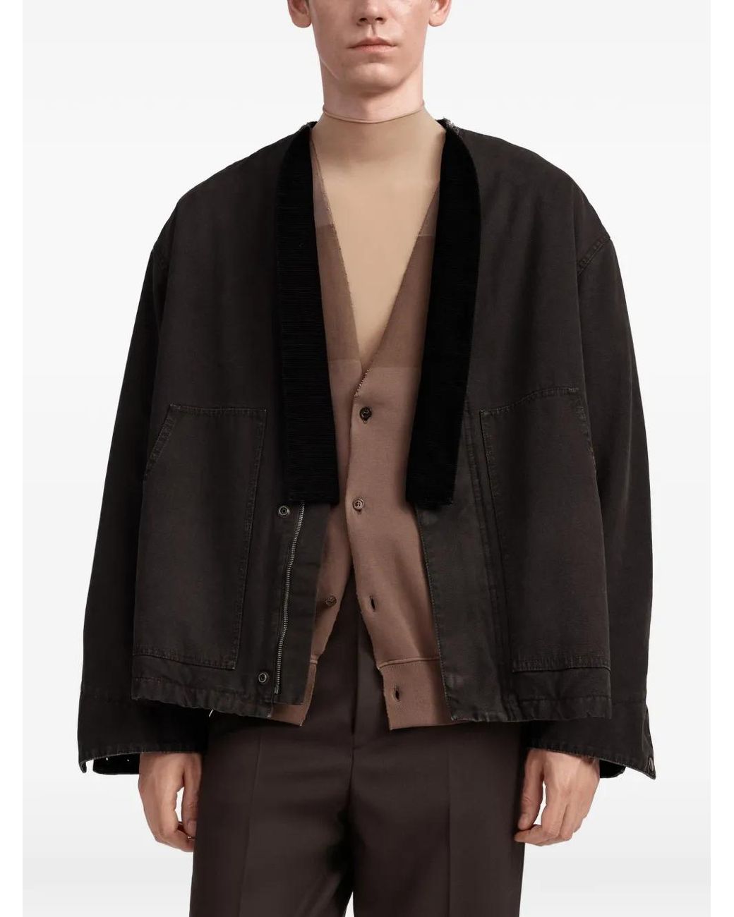 Maison Margiela Black Removable-Collar Cotton Jacket for men