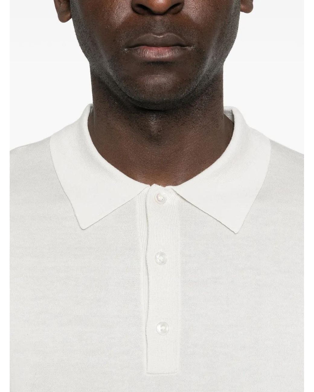 Studio Nicholson White Arieta Buttoned Polo Shirt for men