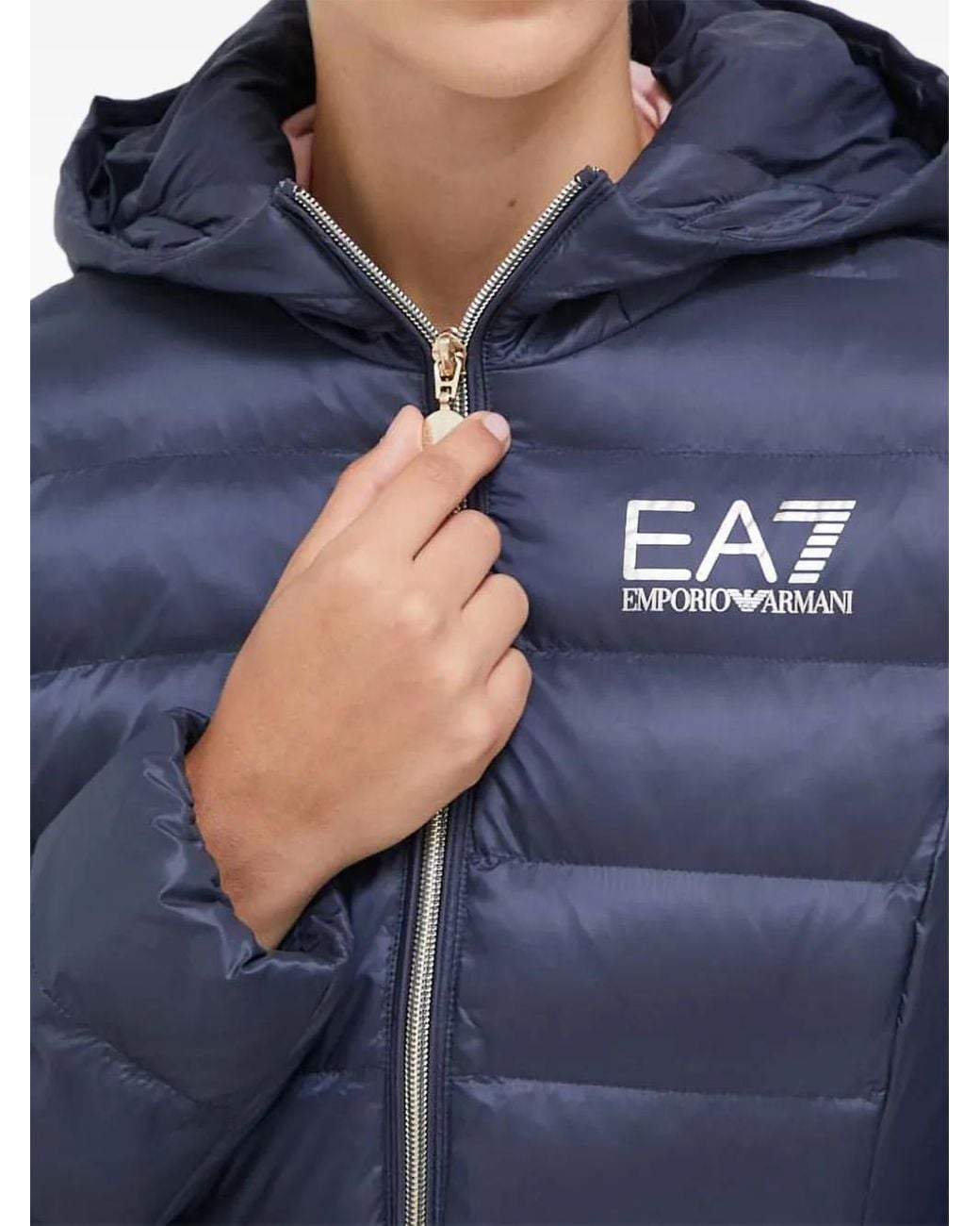 Chaqueta Con Capucha Y Logo EA7 de color Blue