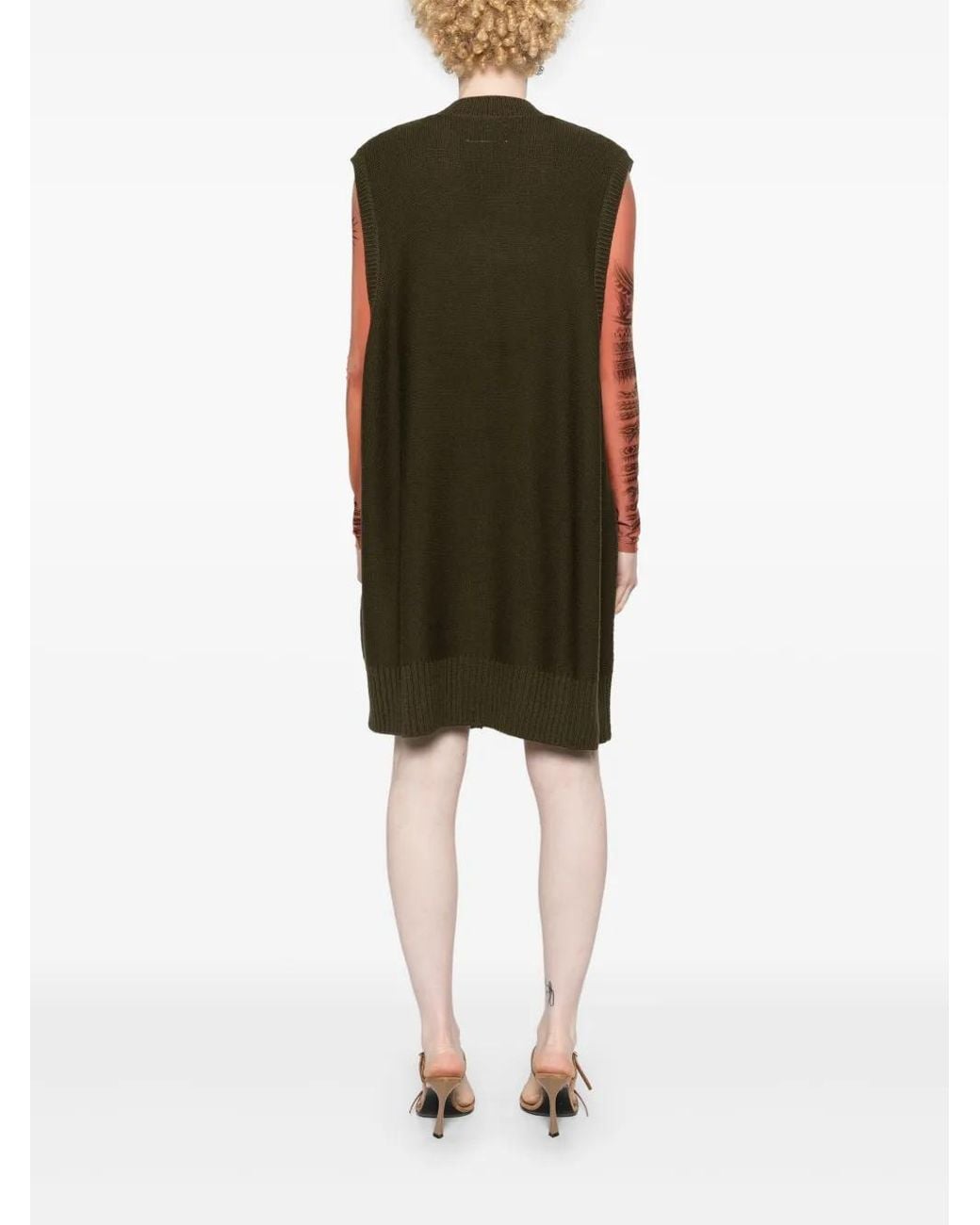 MM6 by Maison Margiela Green Sleeveless Knitted Minidress