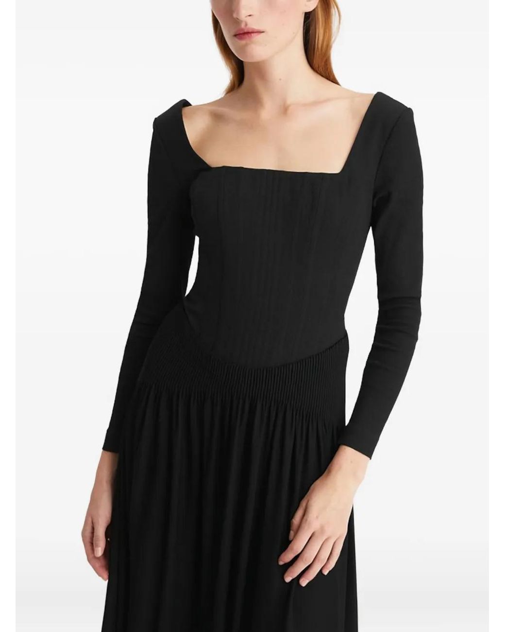 Tory Burch Black Long-Sleeve Midi Dress