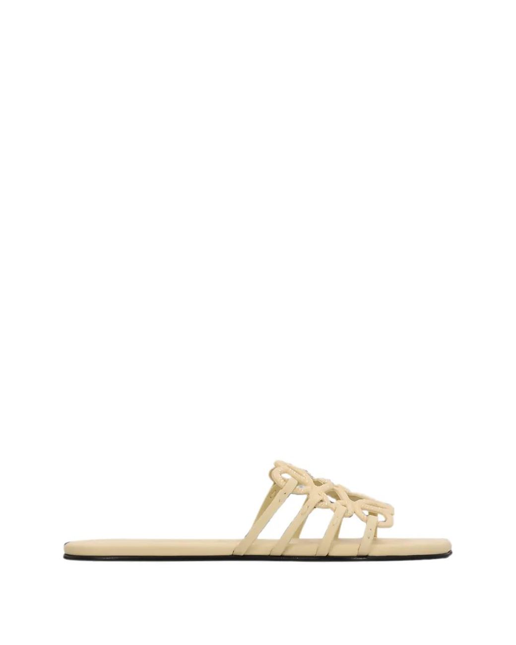 Loewe White Petal Anagram Strass-Embellished Sandals