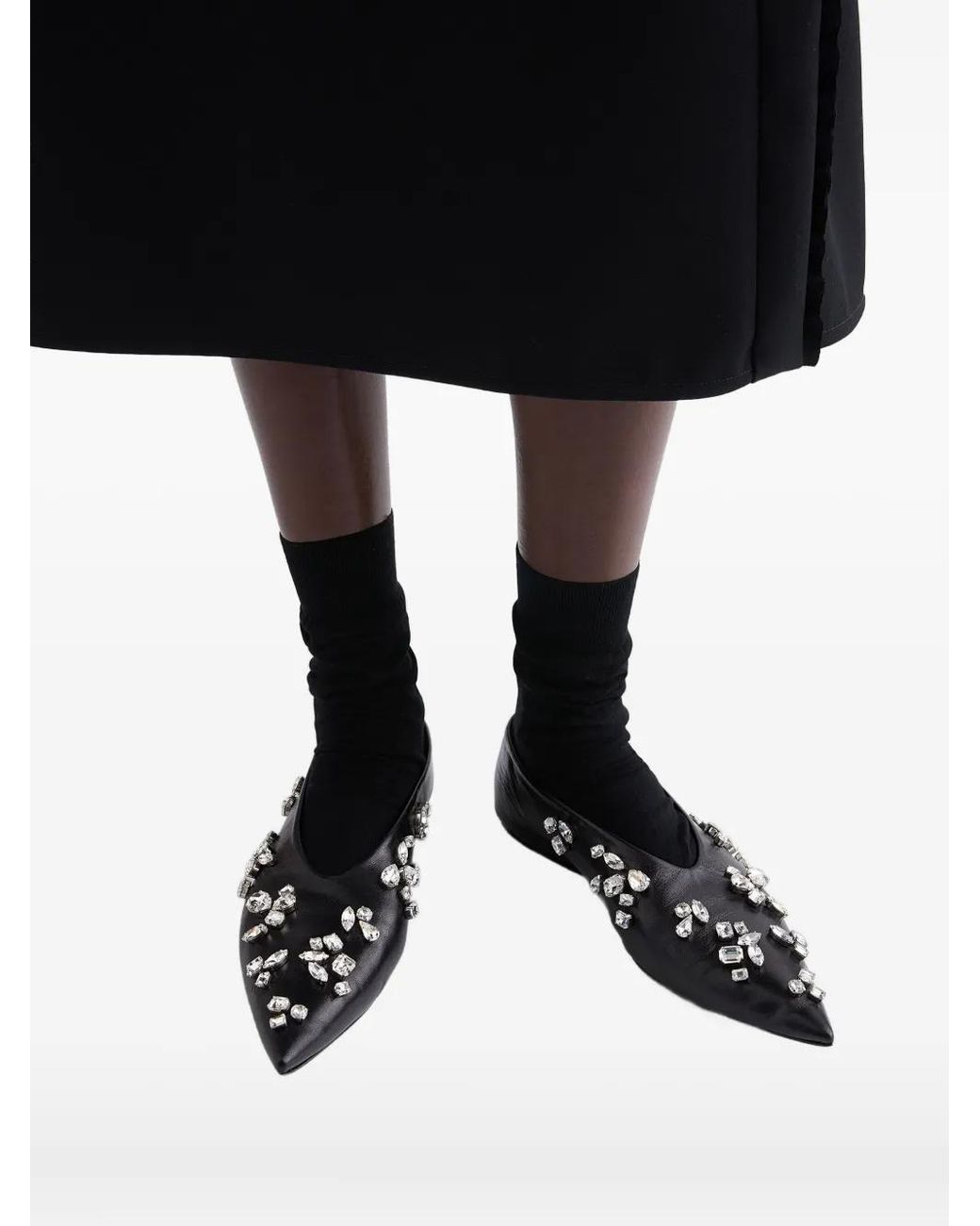 Jil Sander Black Leather Ballerinas