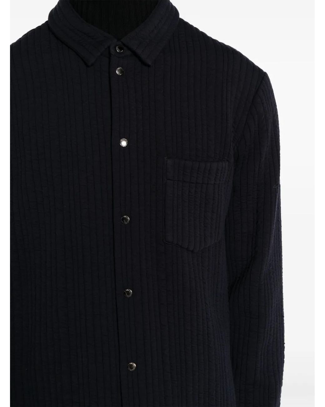 Giorgio Armani Blue Quilted Press-Stud Shirt for men