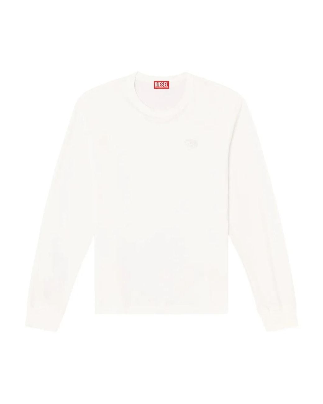 DIESEL White T-Adjust-Ls-Slits-R17 Cotton T-Shirt for men