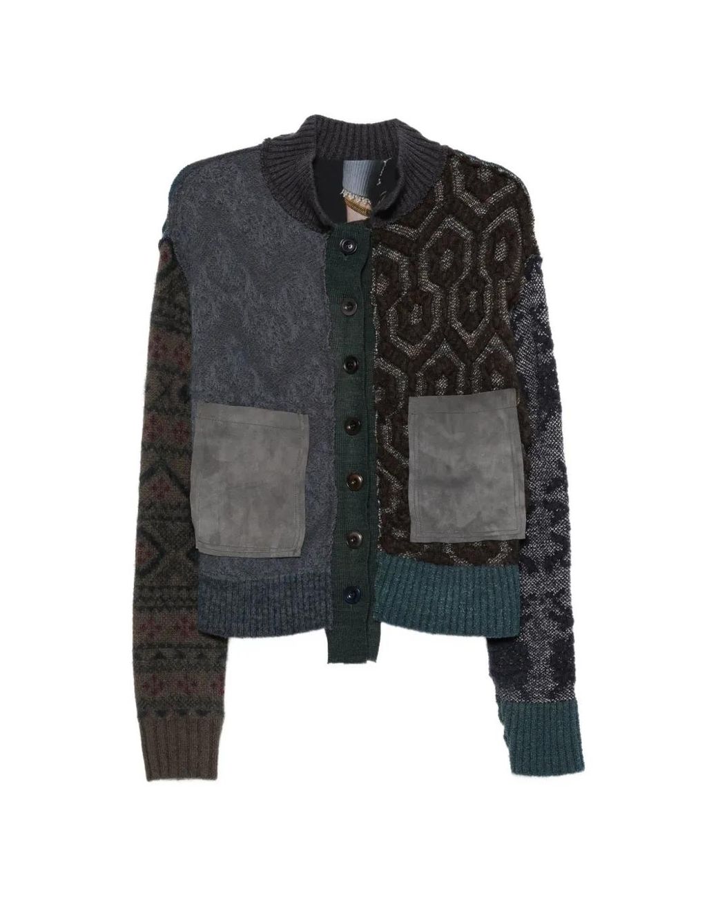 ESSENSI Black Panarea Patchwork Cardigan