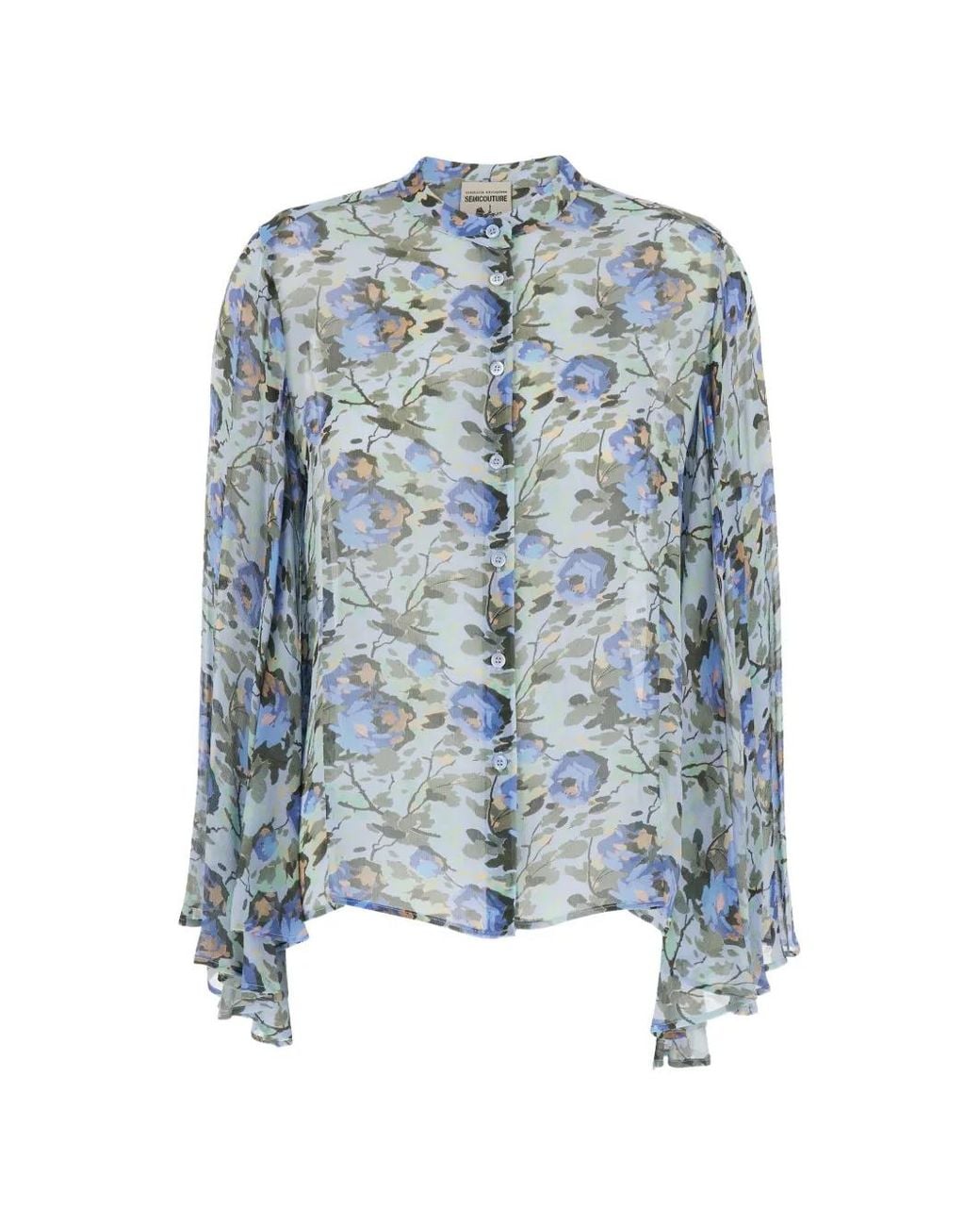 Semicouture Blue Chemise Boutonnée À Fleurs