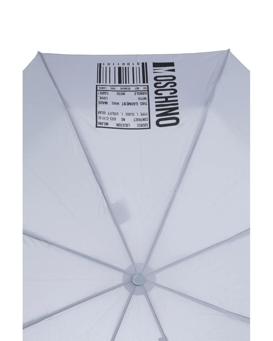 Moschino Blue Logo-Barcode-Print Compact Umbrella