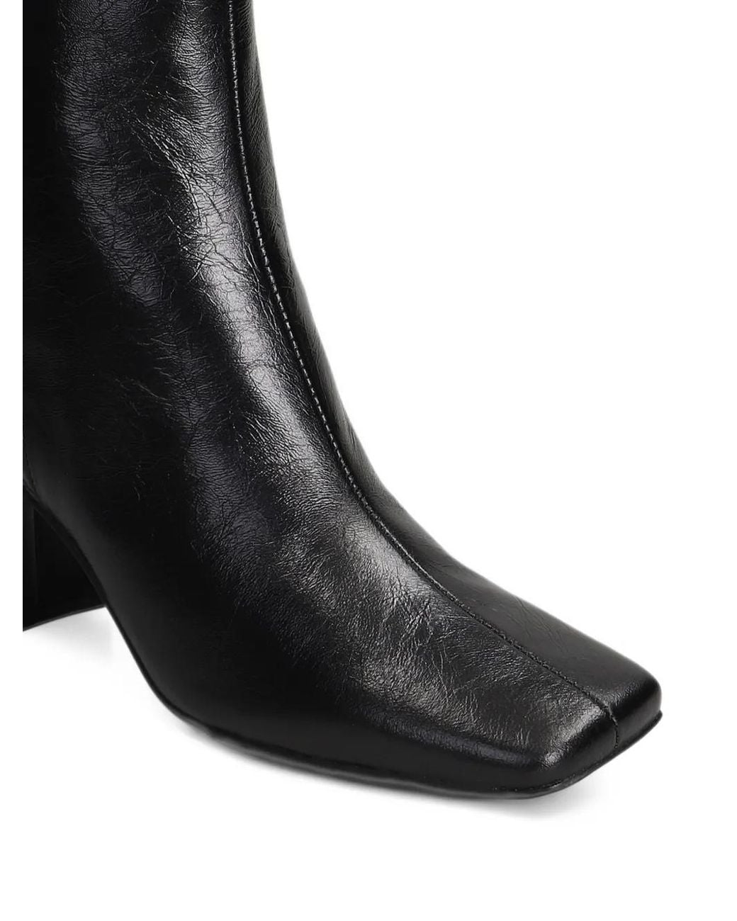 Bibi Lou Black Square-Toe Ankle Boots