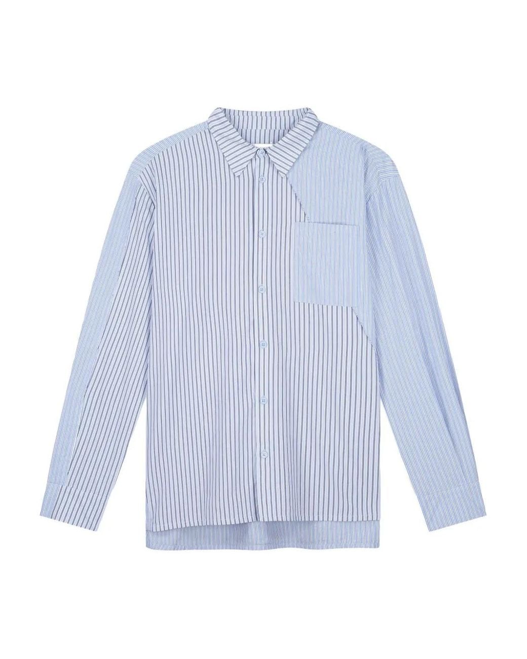 Arte' Blue Striped Chest-Pocket Shirt for men